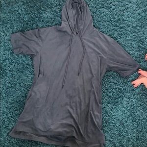 Sueded cotton short sleeve hoodie